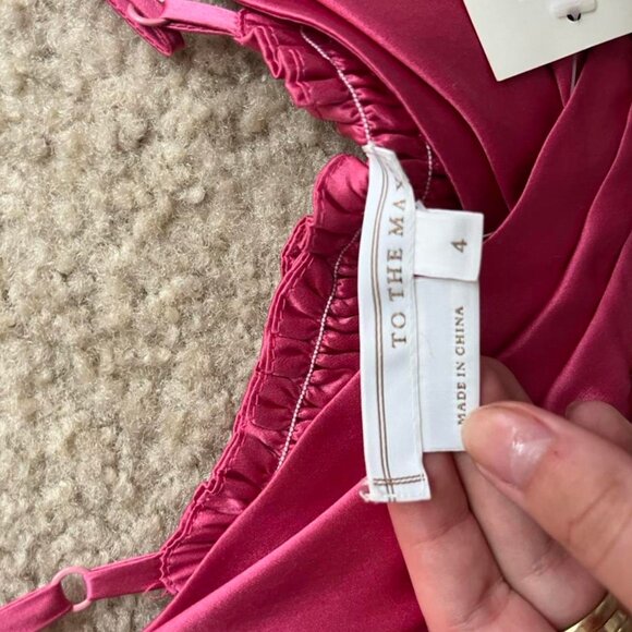 NWT Nordstrom Y2K Silk Dress Evening Pink Gold Empire Waist Sequin Prom Maxi - Picture 4 of 6